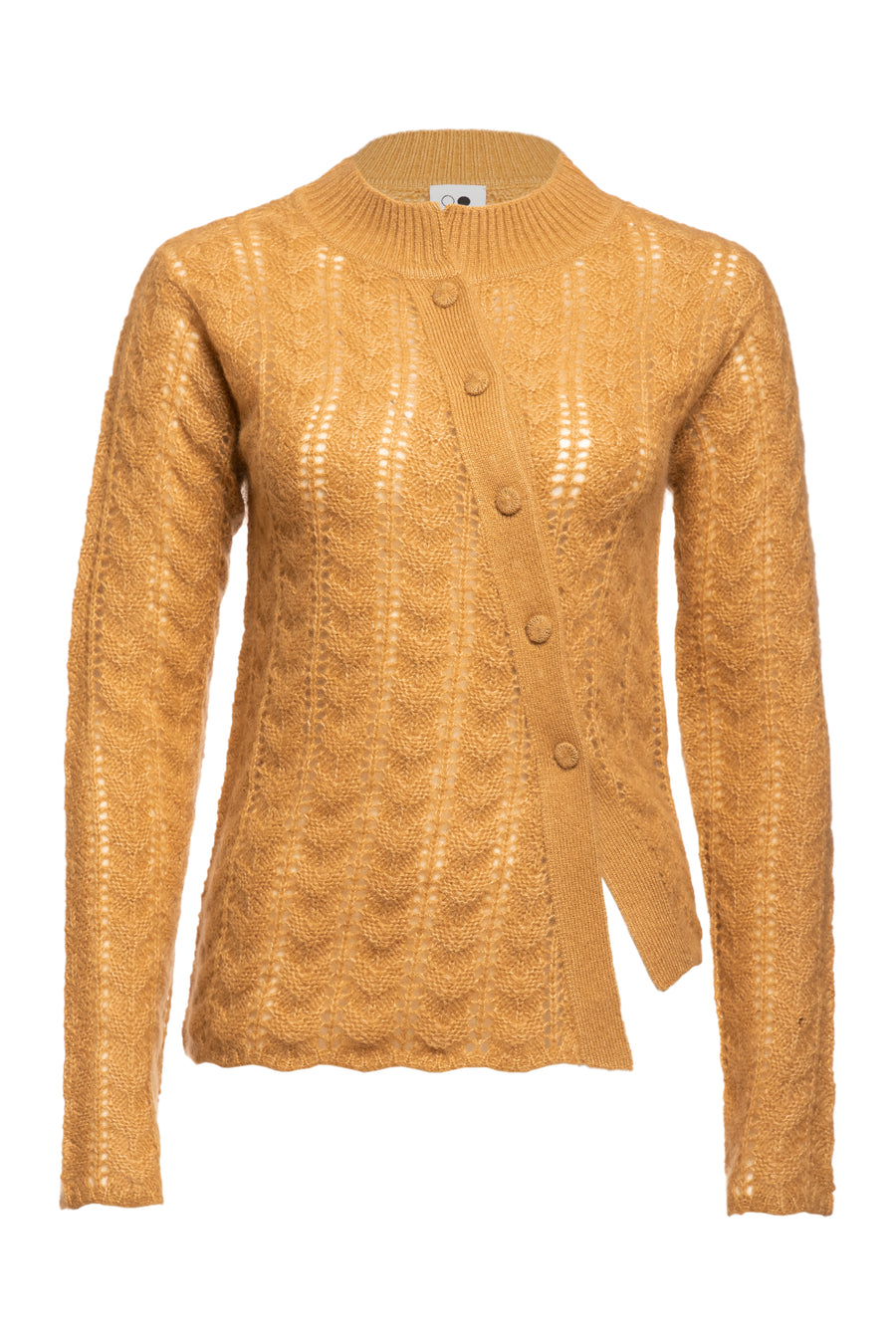 Garnet Round Neck Asymmetrical In Fish Bone Knit Sweater