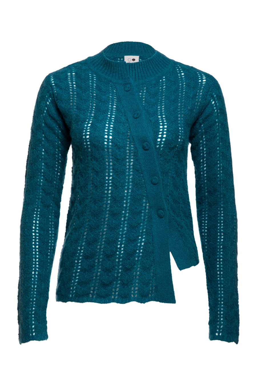 Garnet Round Neck Asymmetrical In Fish Bone Knit Sweater