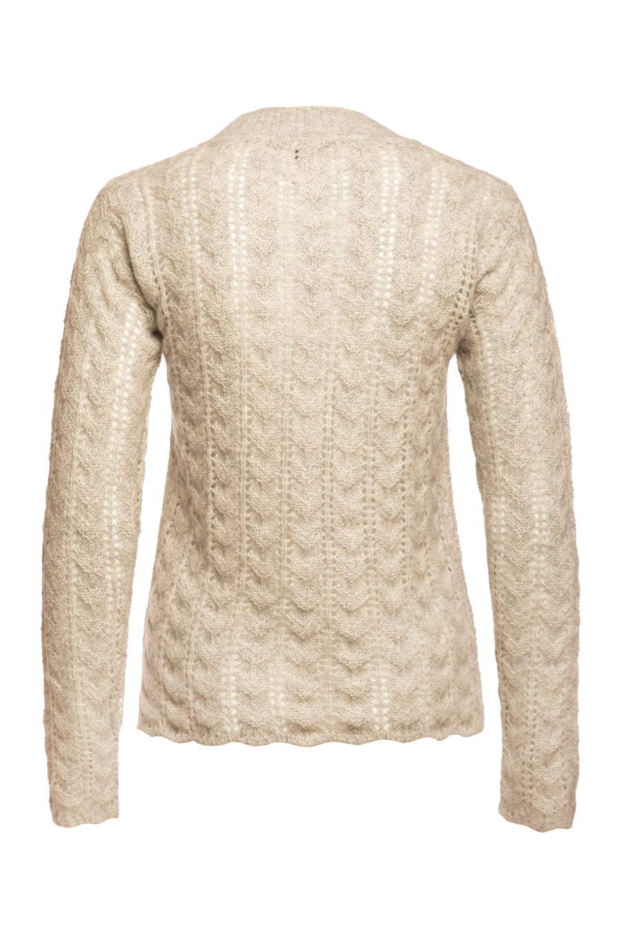 Garnet Round Neck Asymmetrical In Fish Bone Knit Sweater