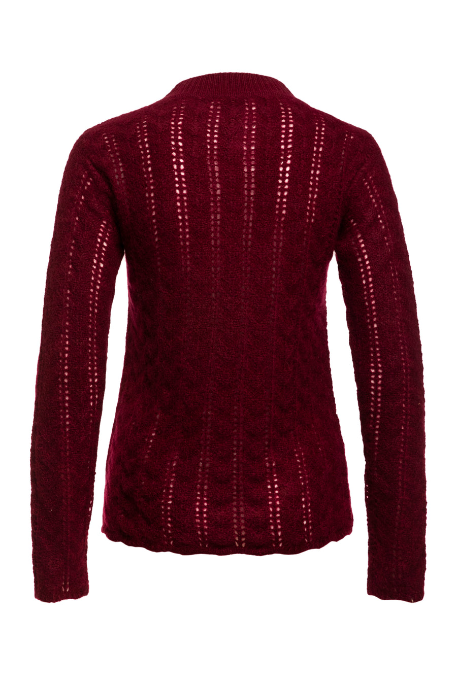 Garnet Round Neck Asymmetrical In Fish Bone Knit Sweater