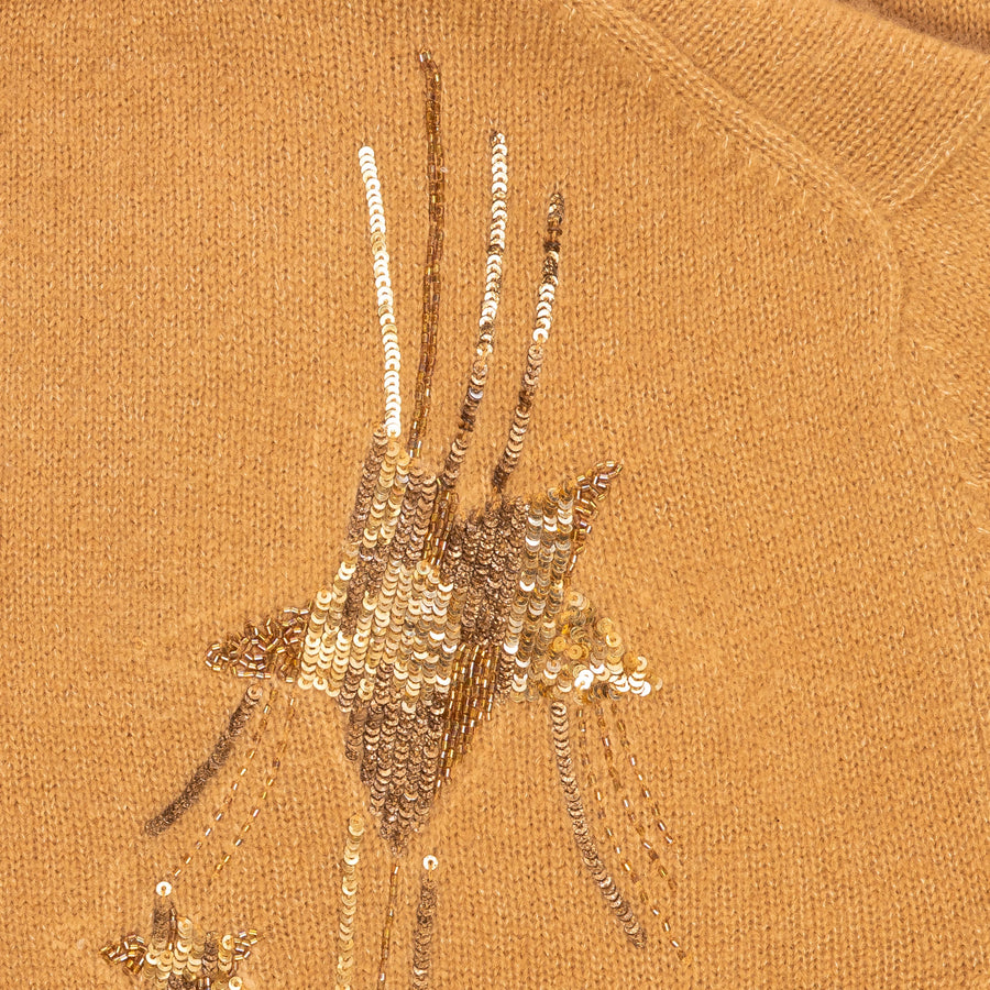 Fluorite Round Neck Embroidered Knitted Top