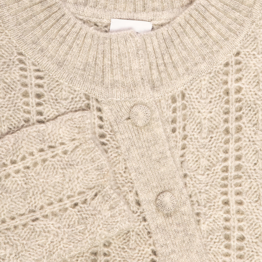 Garnet Round Neck Asymmetrical In Fish Bone Knit Sweater