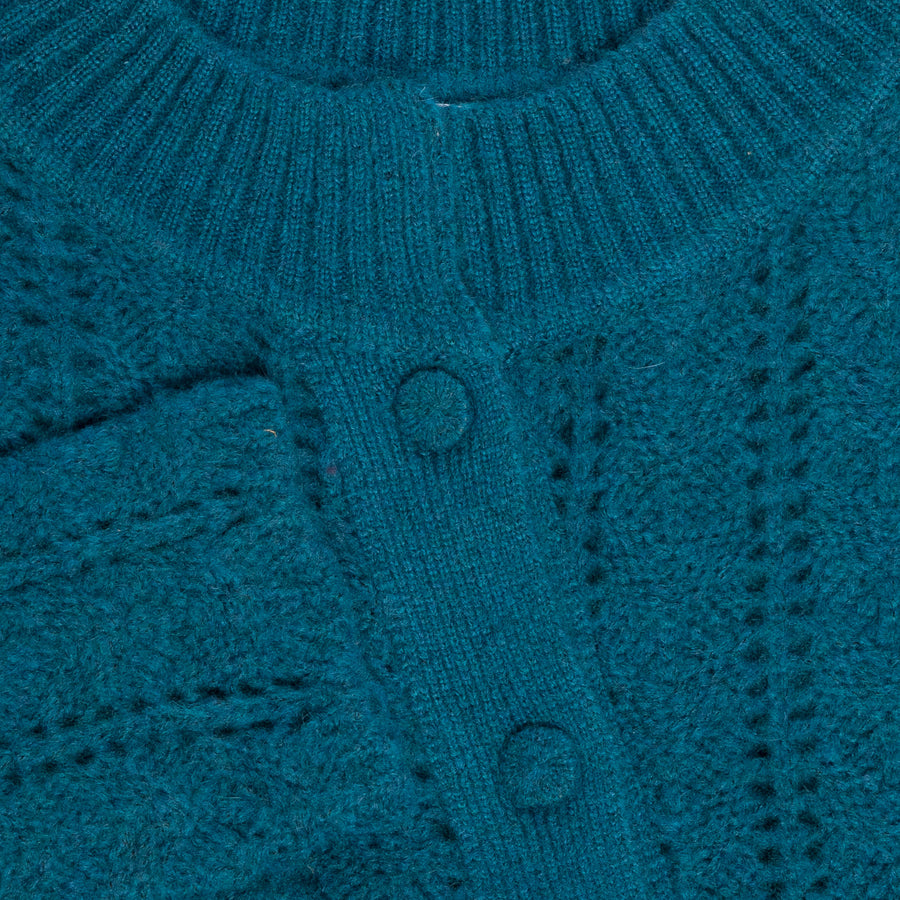 Garnet Round Neck Asymmetrical In Fish Bone Knit Sweater