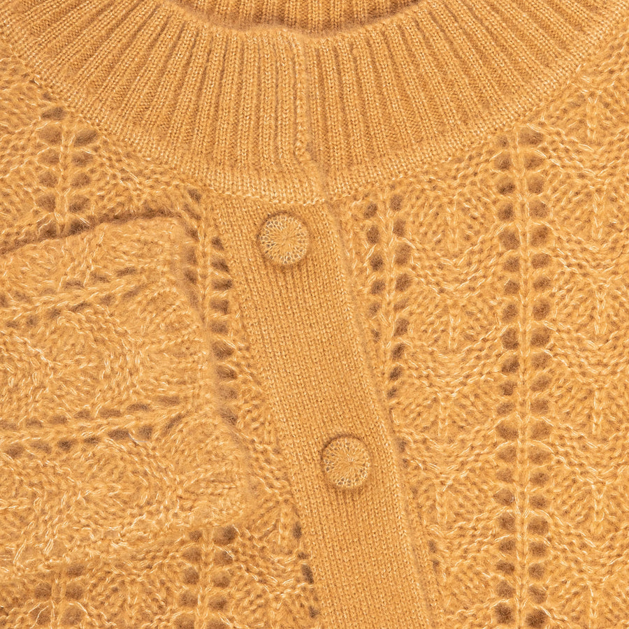 Garnet Round Neck Asymmetrical In Fish Bone Knit Sweater