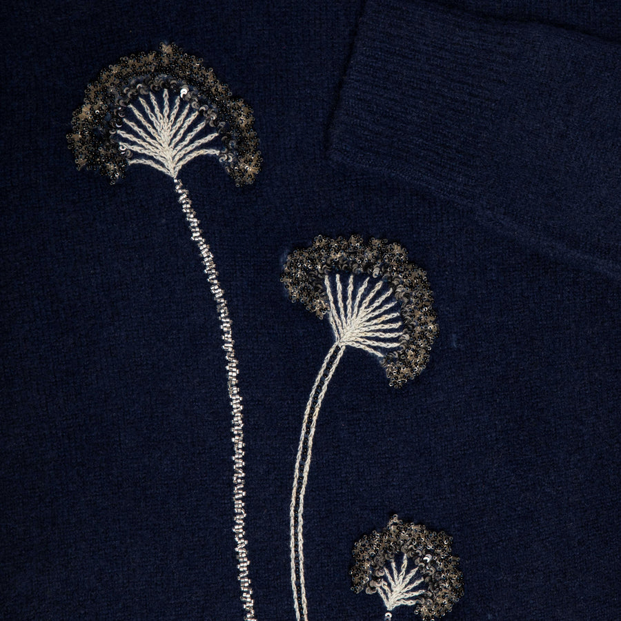 Dia Embroidered High Neck Knitted Top