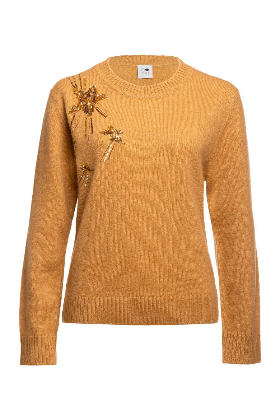 Fluorite Round Neck Embroidered Knitted Top