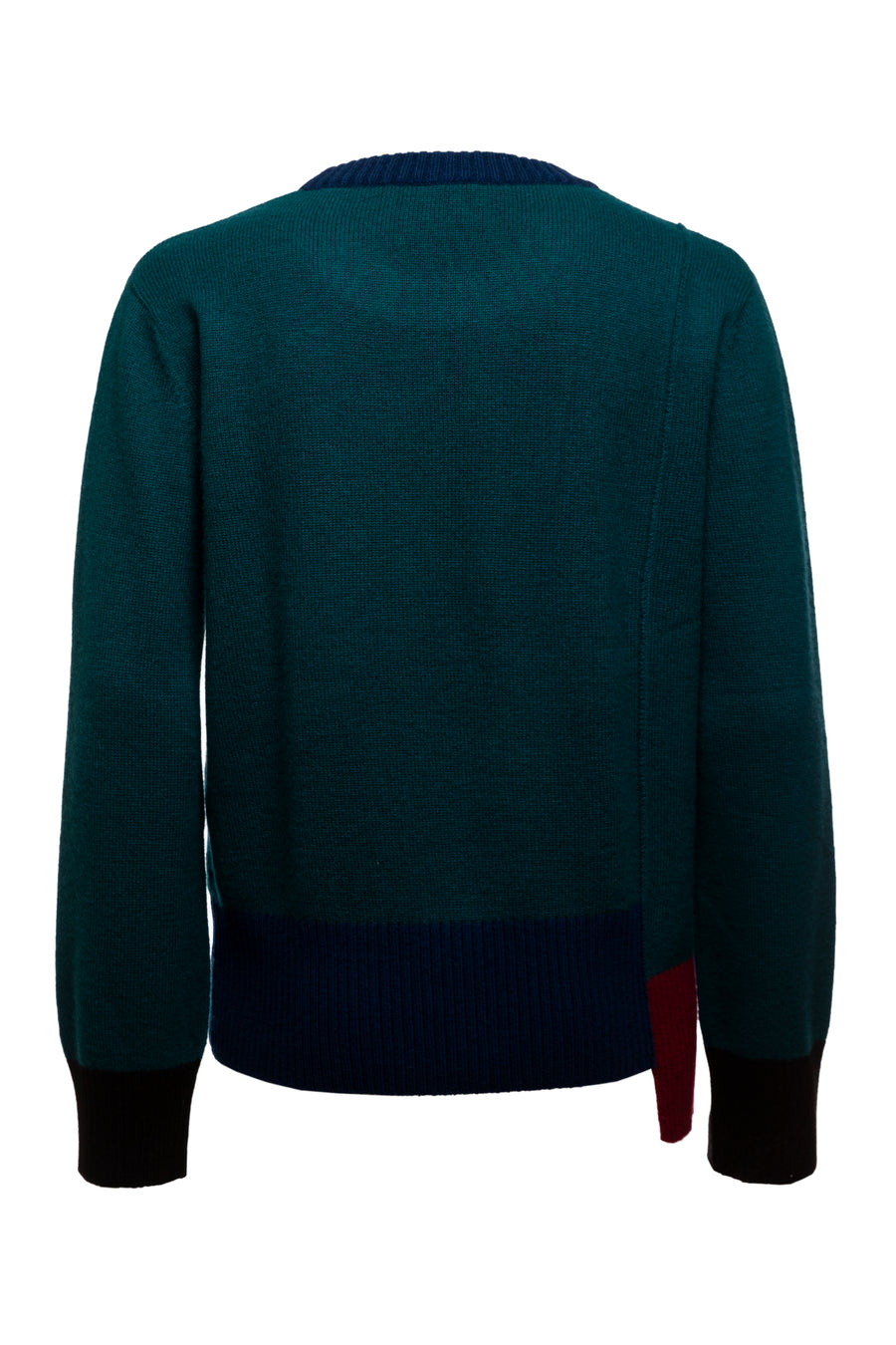 Back of Teal Onyx Crew Neck Sweater