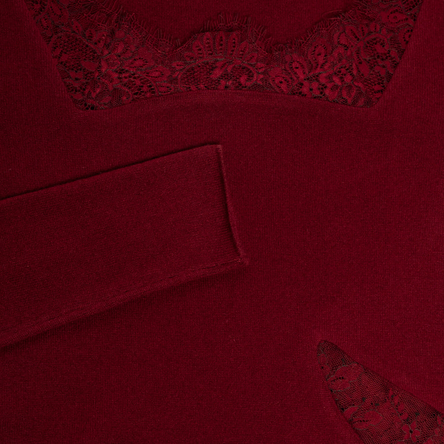 Back of Wine Jade Lace Midi Dress