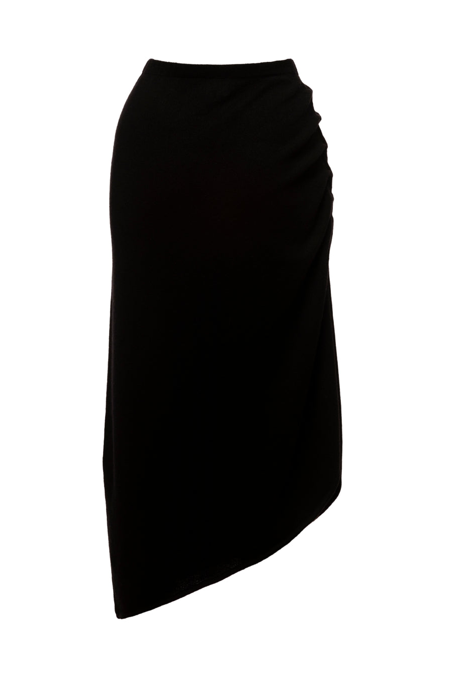 Black Agate Cashmere Asymmetric Midi Skirt