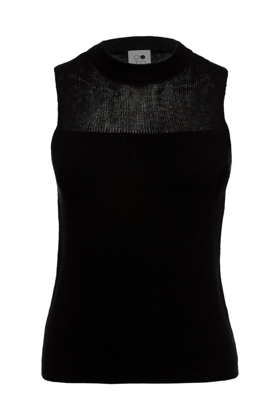 Black Coral Block Sleeveless Intarsia Top