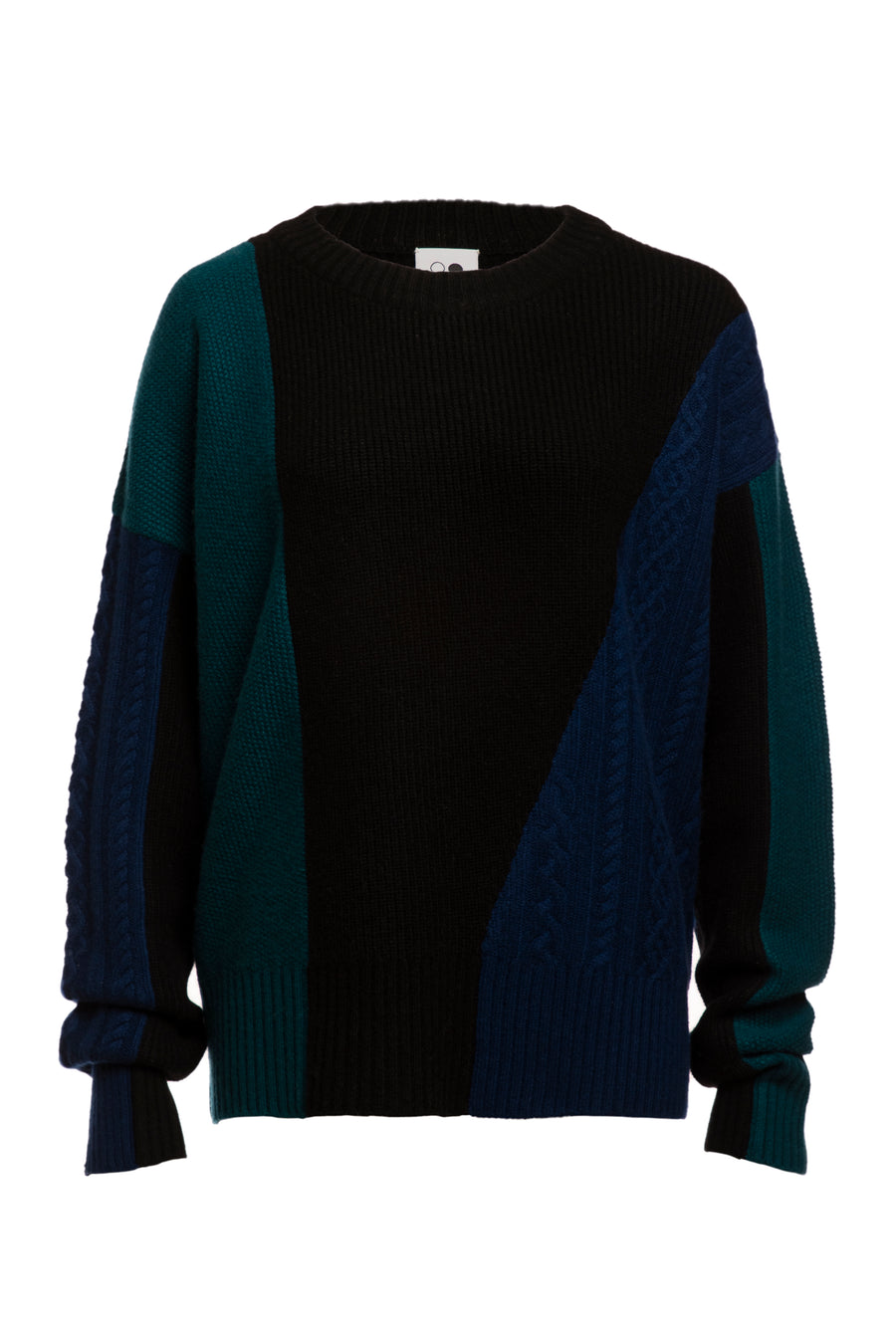 Black/Teal/Blue Citrine Color Block Oversized Sweater