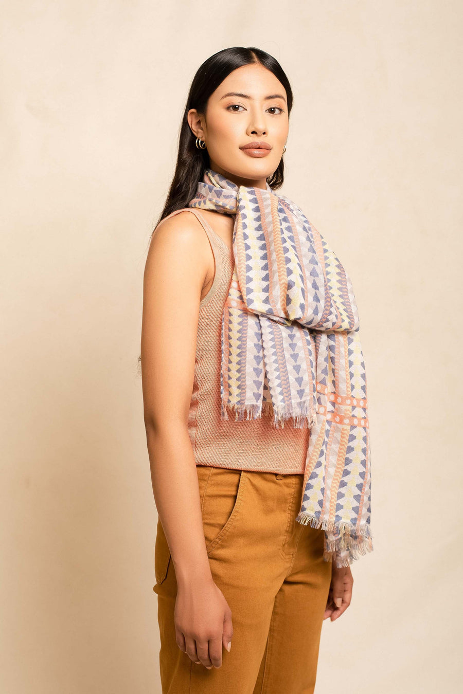 Block Printed Premium Mosaic Scarf | Tara Oriental