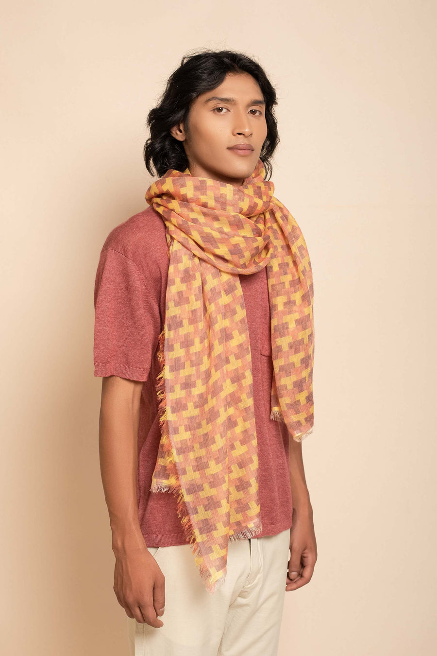 Block Printed Tile I Modal Scarf | Baby Wool | Tara Oriental