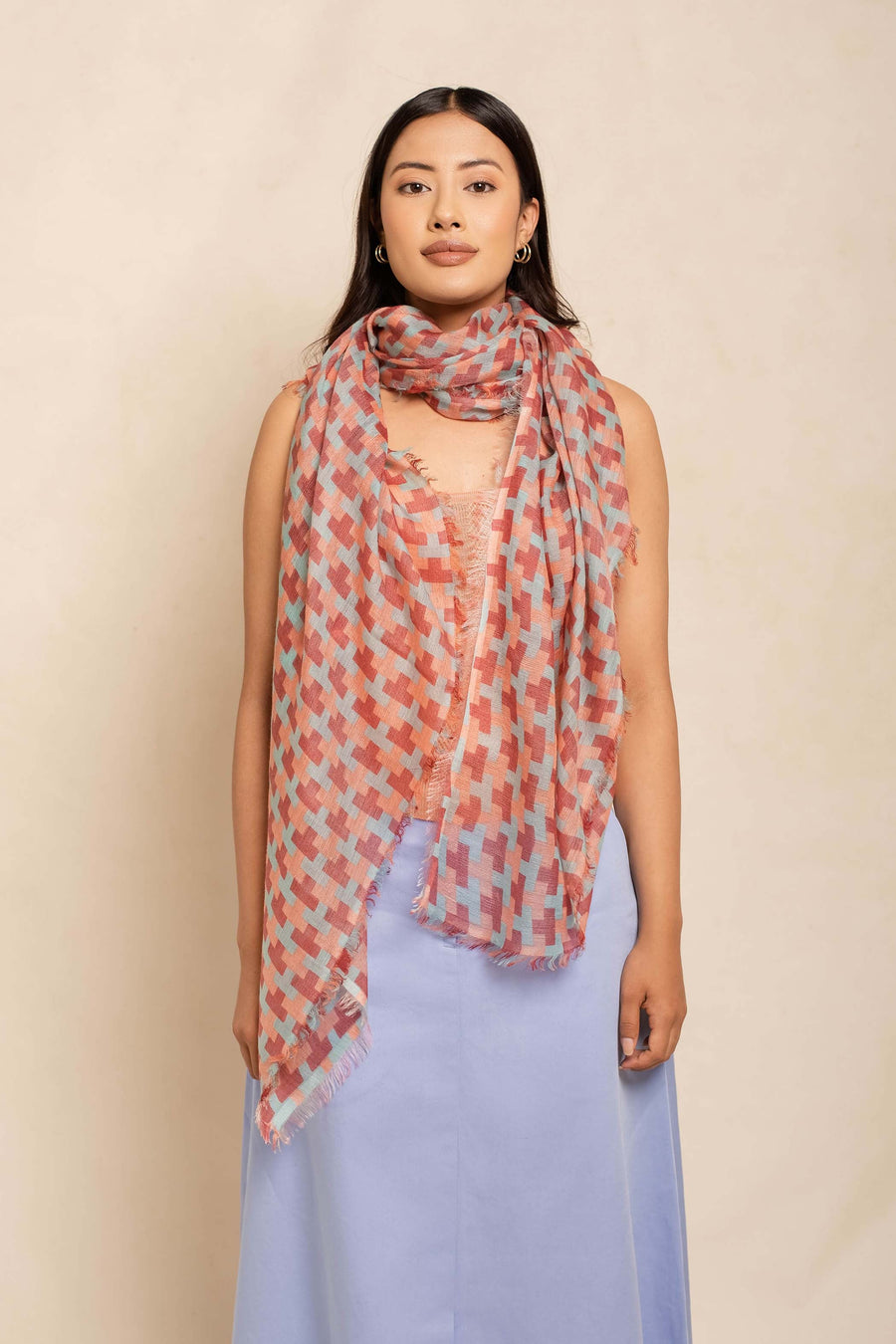 Block Printed Tile I Modal Scarf For Women