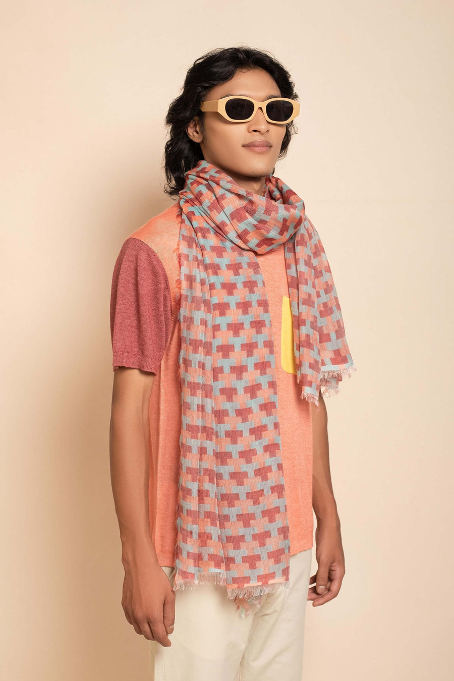 Block Printed Tile I Modal Scarf | Baby Wool | Tara Oriental