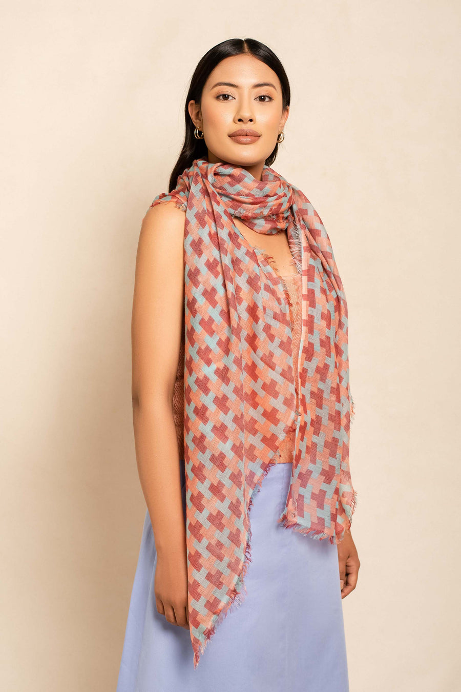 Block Printed Tile I Modal Scarf | Baby Wool | Tara Oriental