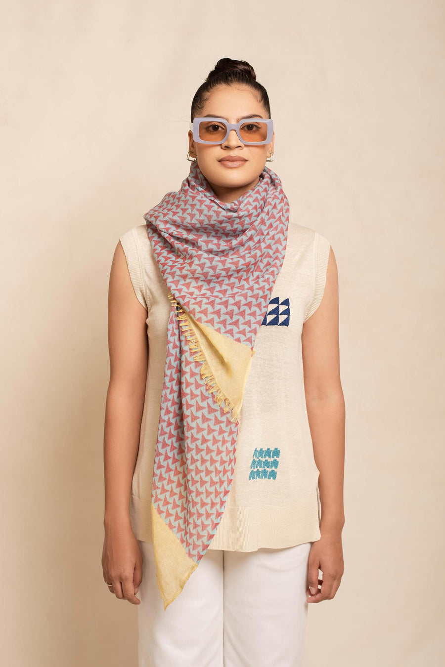 Block Printed Tile || Linen Scarf | Tara Oriental