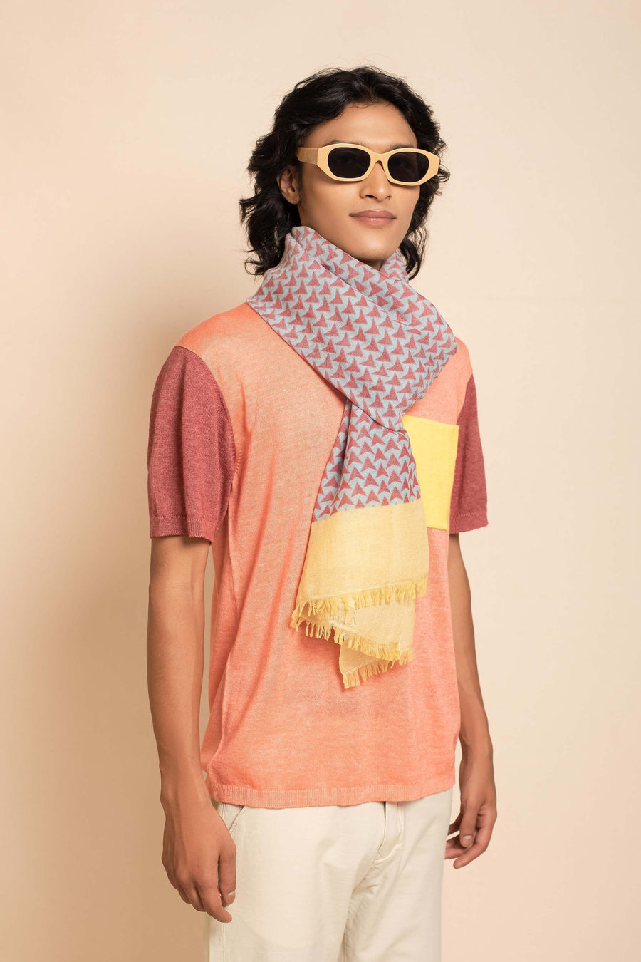 Block Printed Tile | Linen Scarf For Women