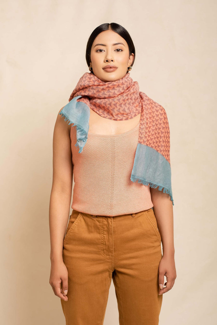 Block Printed Tile | Women Linen Scarf