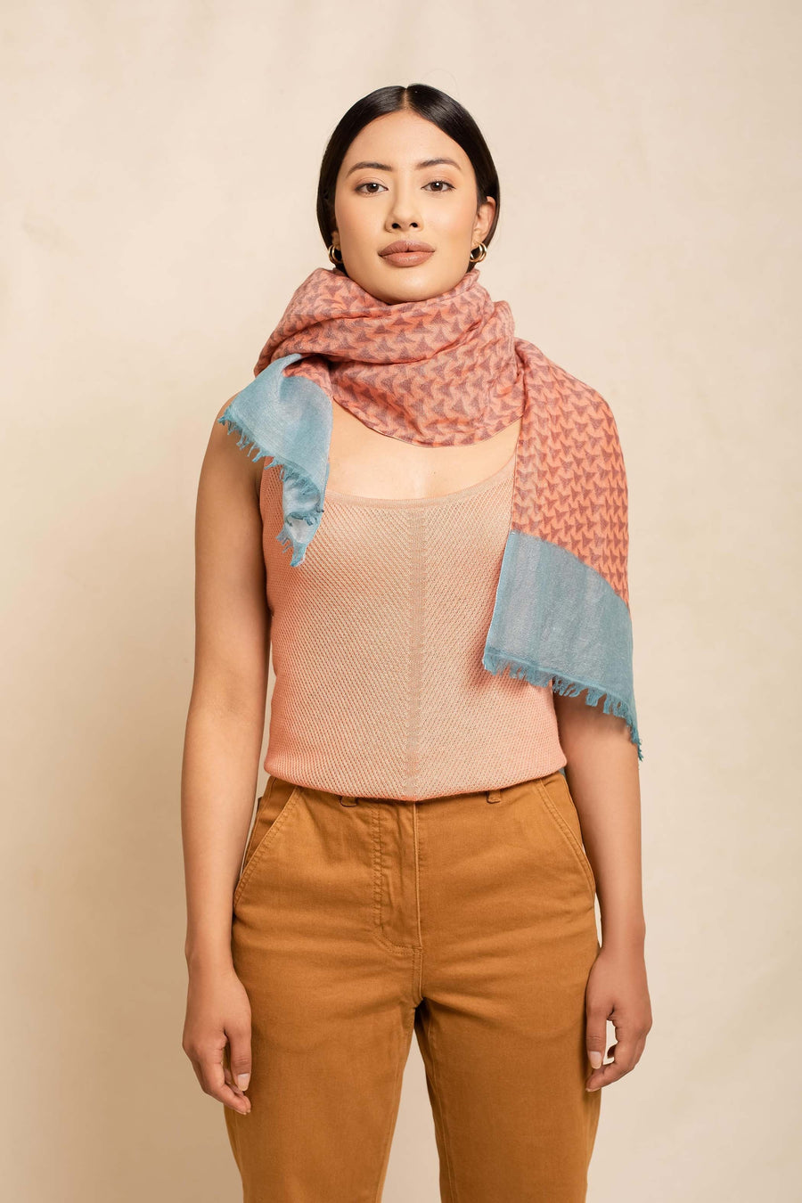 Block Printed Tile | Linen Scarf For Women