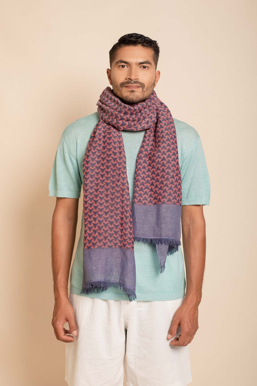 Block Printed Tile | Linen Scarf For Women