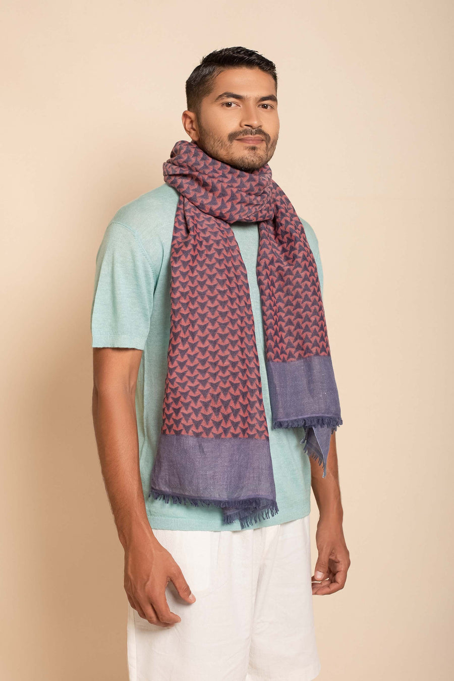 Block Printed Tile | Linen Scarf For Women