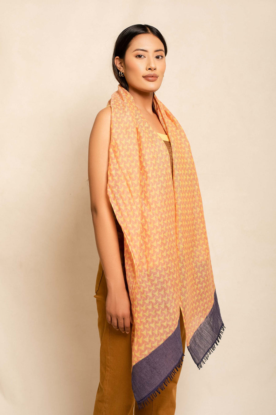 Block Printed Tile | Linen Scarf For Women