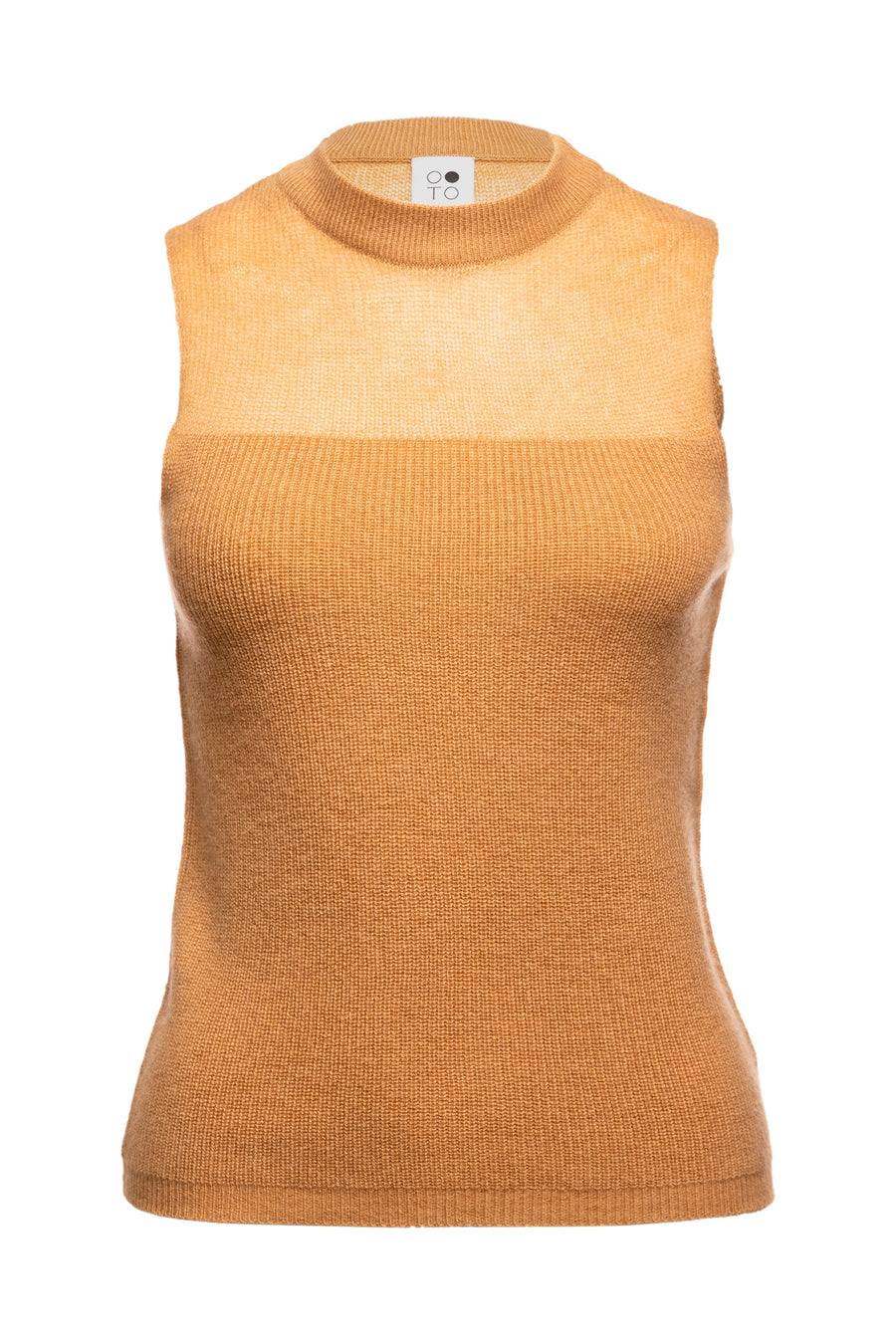 Camel Coral Block Sleeveless Intarsia Top