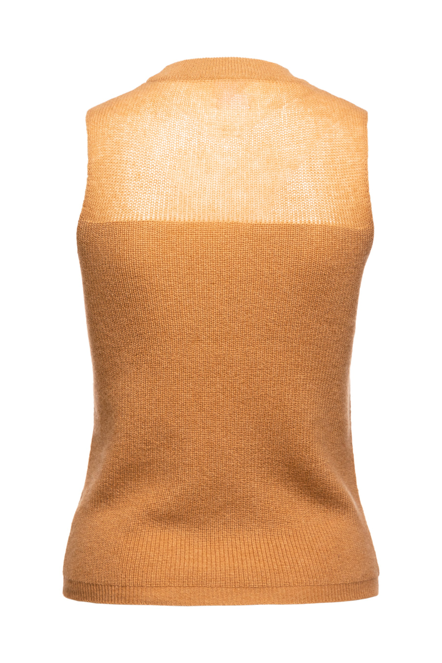 Camel Coral Sleeveless Block Intarsia Top