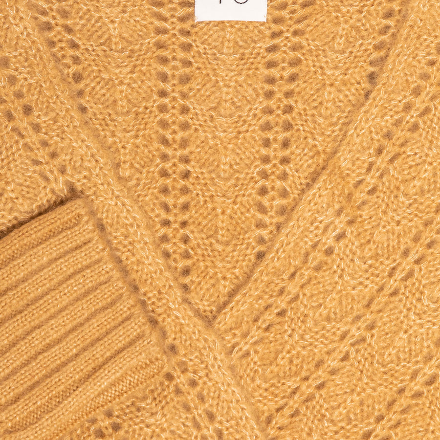 Camel Garnet V Neck Asymmetrical Top