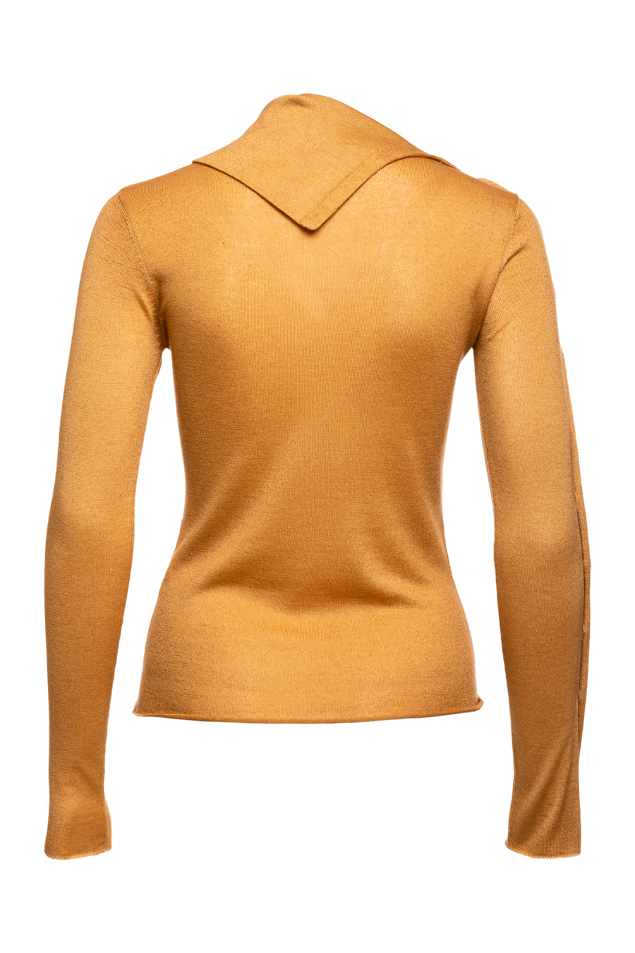 Camel Pearl Body Fitted Flap Turtle Neck Textured Top