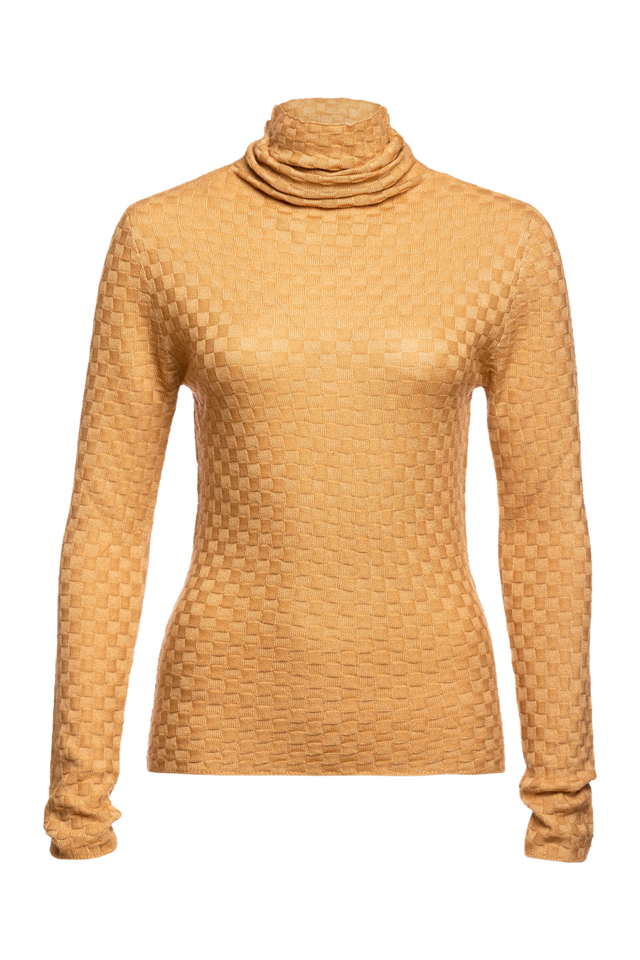 Camel Tourmaline Turtleneck Body Fitted Sweater