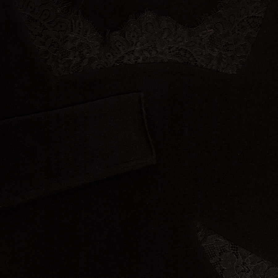 Close-up of Black Jade Lace Midi Dress