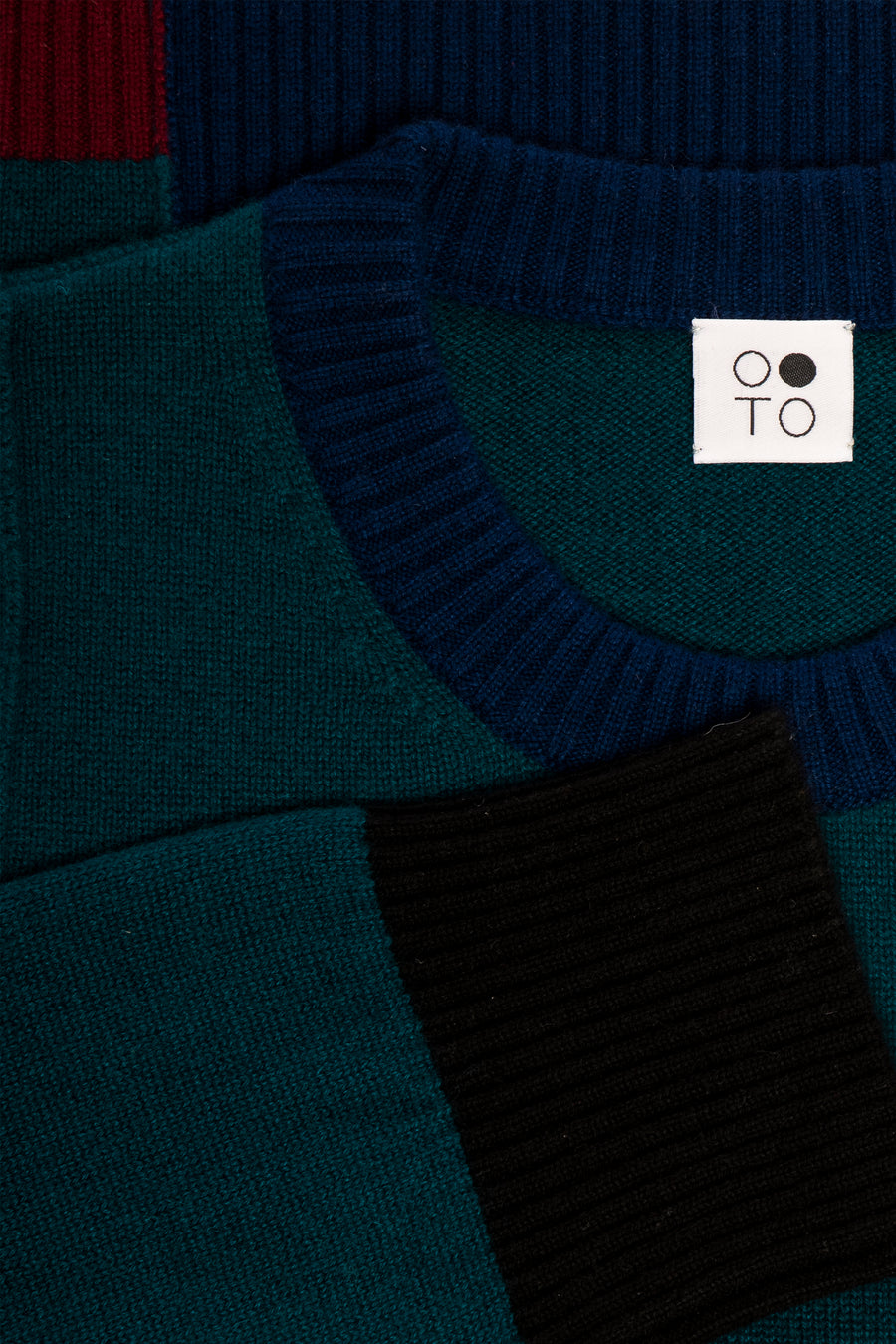 Close up of Teal Onyx Crew Neck Sweater