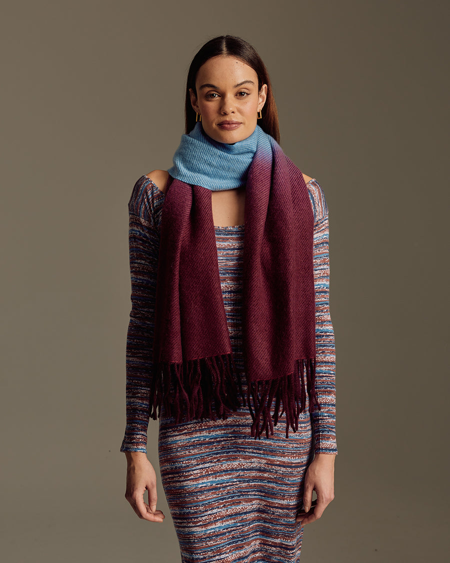 Fringed Ombre Cashmere Silk Scarf