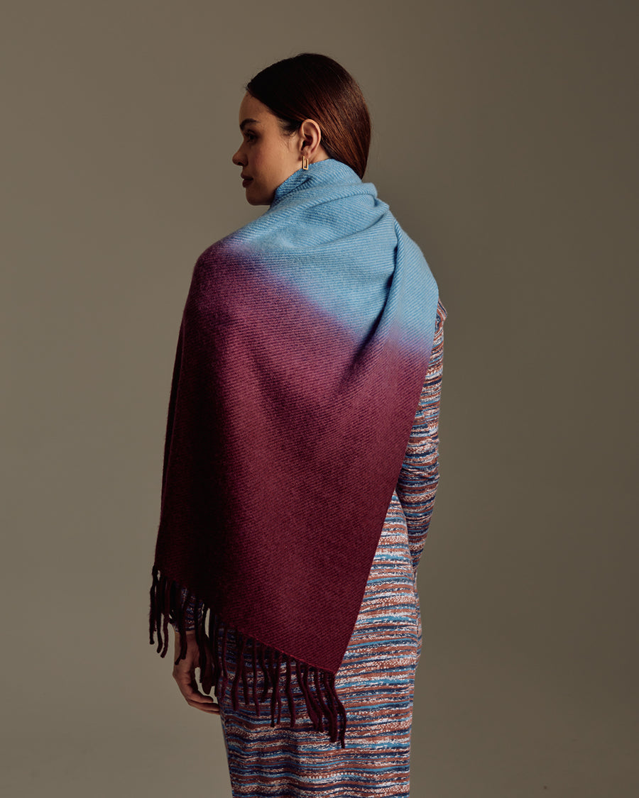 Fringed Ombre Cashmere Silk Scarf