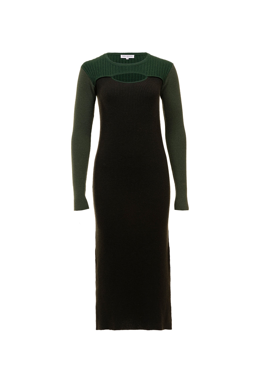 Women's Wool Cashmere Multi Ribbed Midi Dress