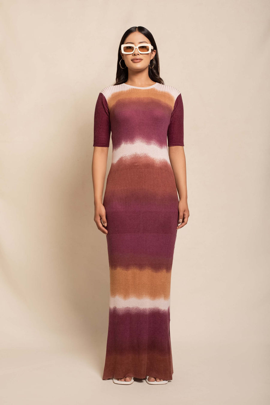 Women's Silk Wool Cashmere Multi Ribbed Dress