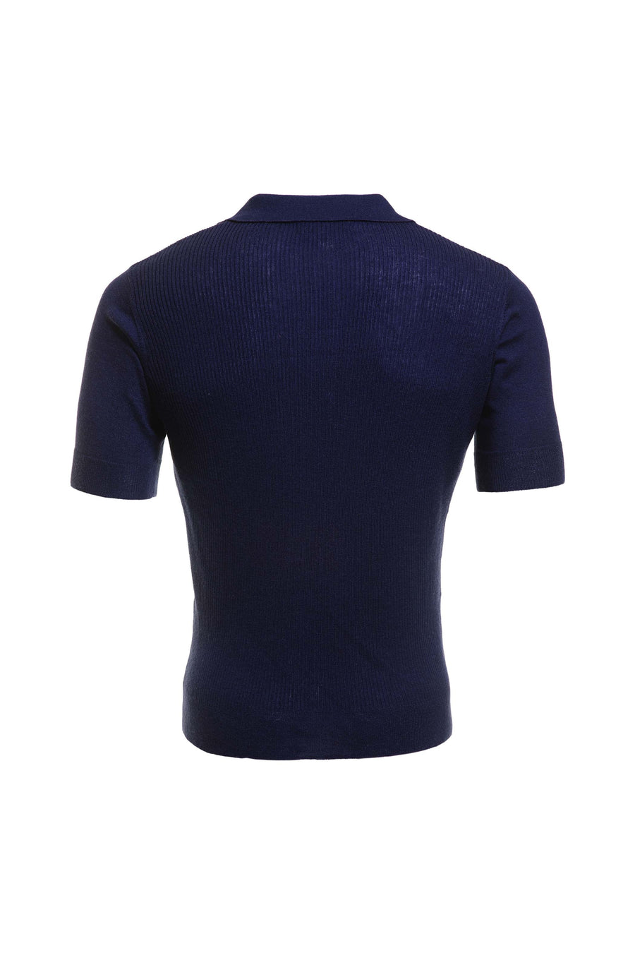 Men's Silk Wool Cashmere Multi Ribbed Polo