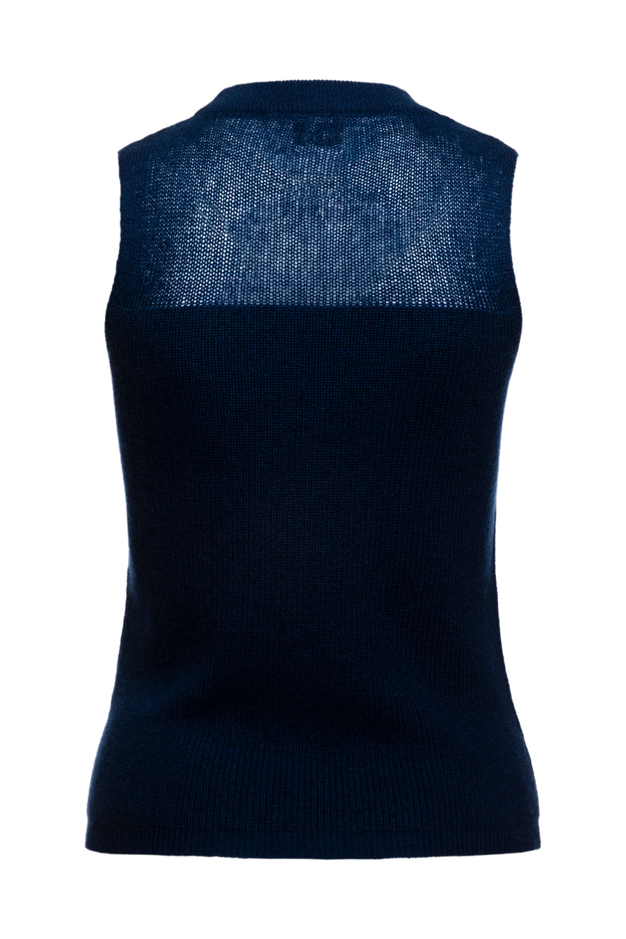 Navy Coral Block Sleeveless Intarsia Top