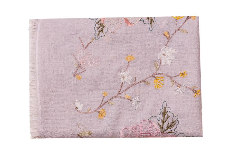 Royal Blossom Embroidered Cashmere Scarf