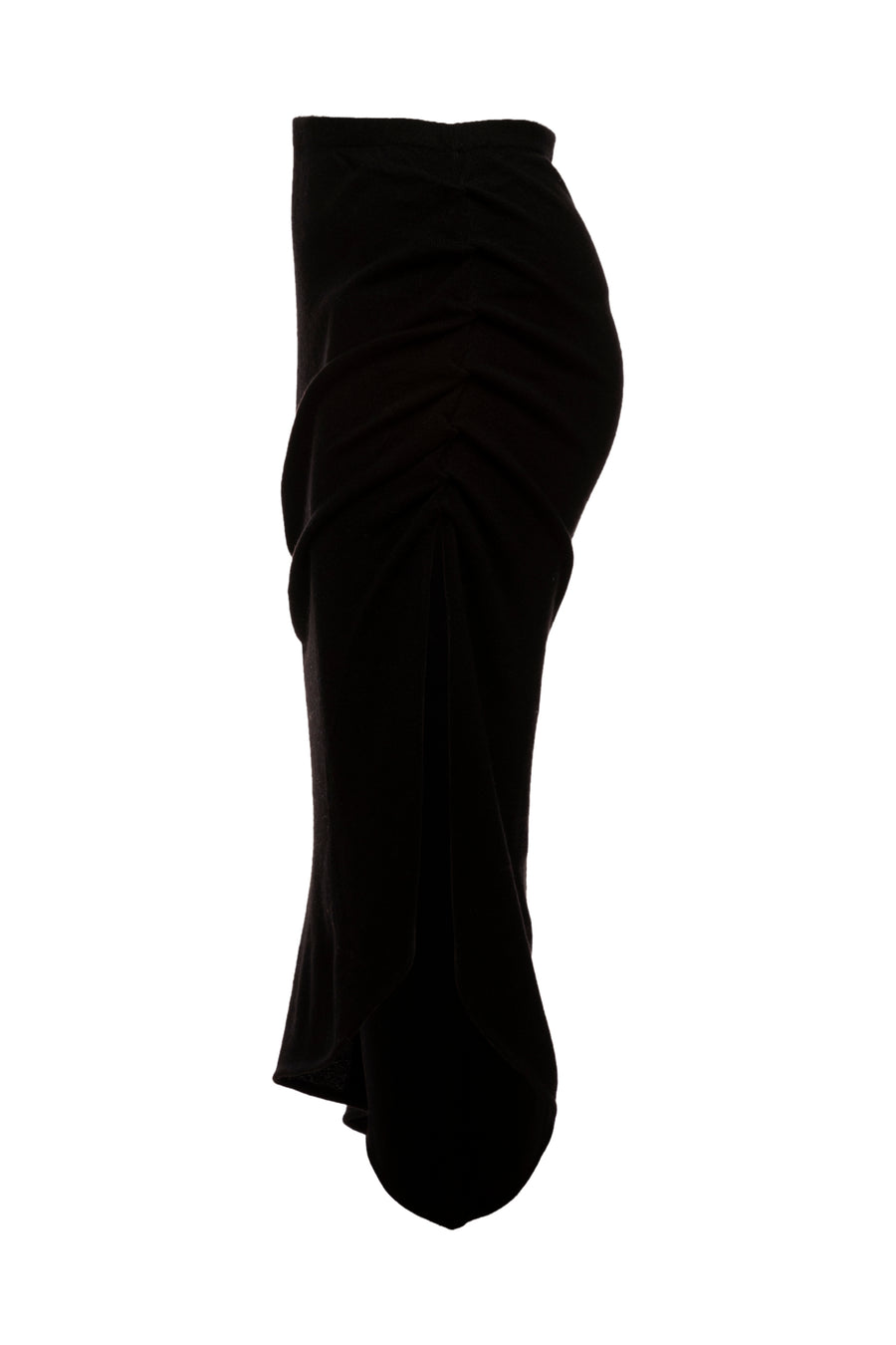 Side of Black Agate Cashmere Asymmetric Midi Skirt