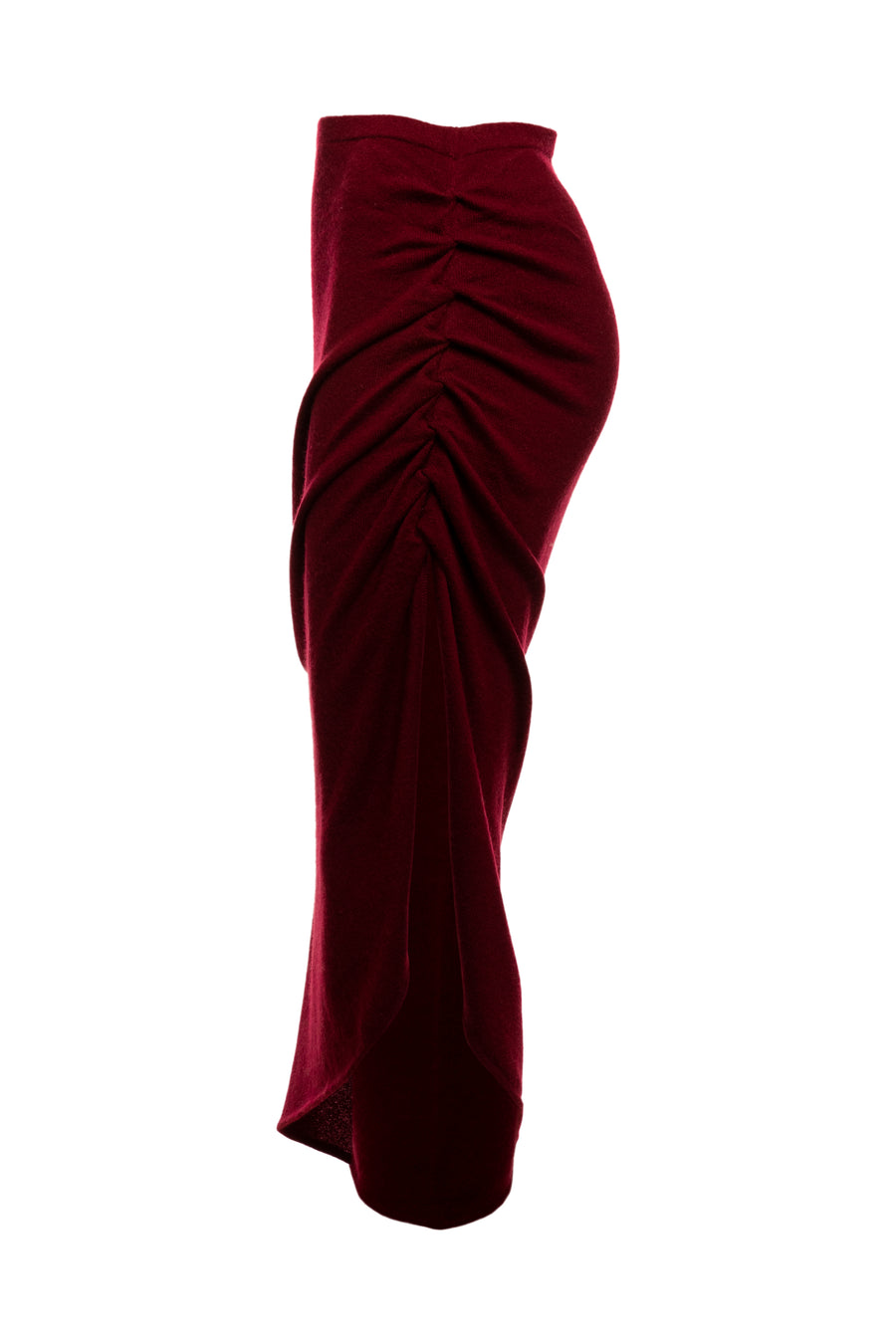 Side of Wine Agate Cashmere Asymmetric Midi Skirt