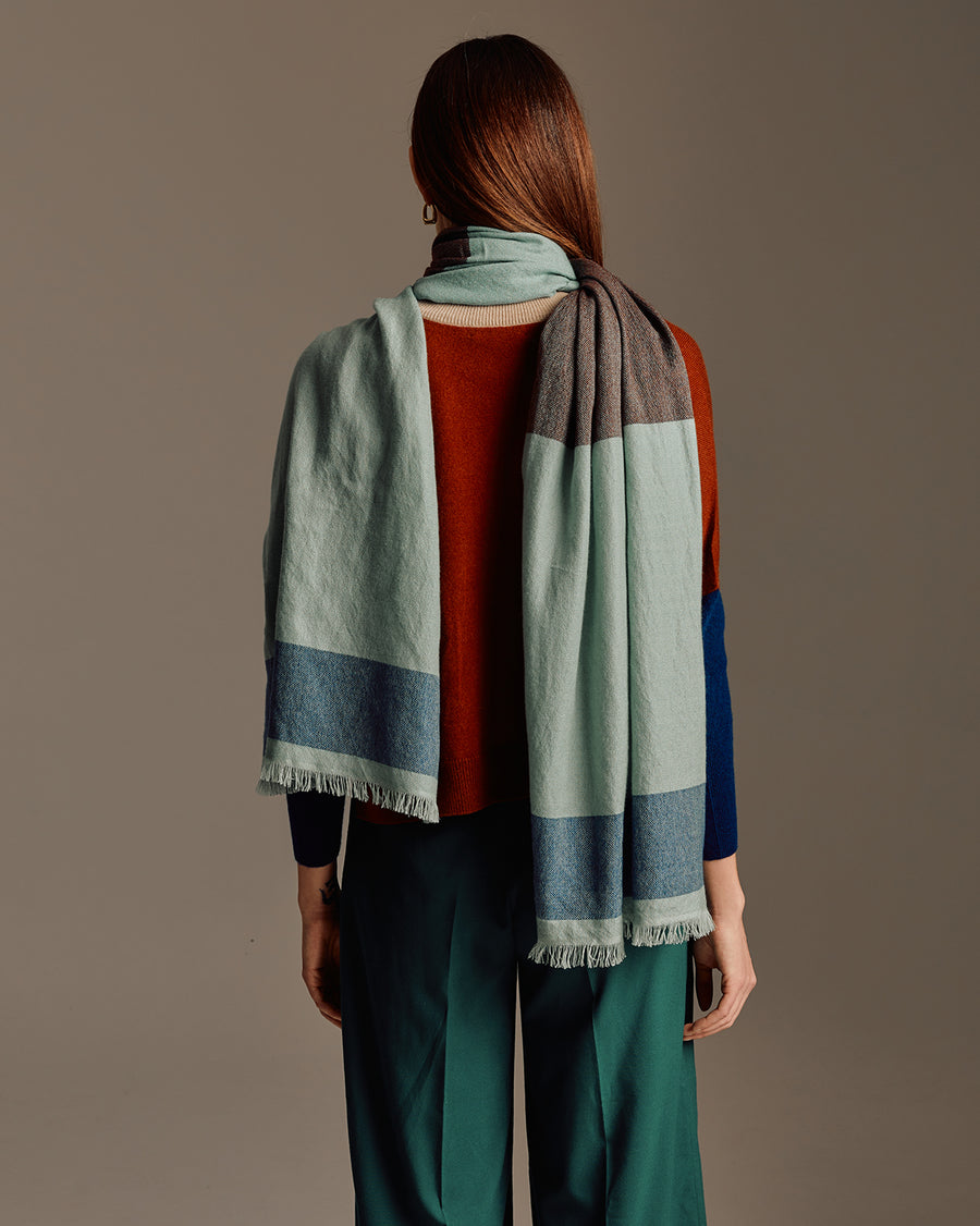 Block Stripe Yarn Dyed Cashmere Scarf | Tara Oriental