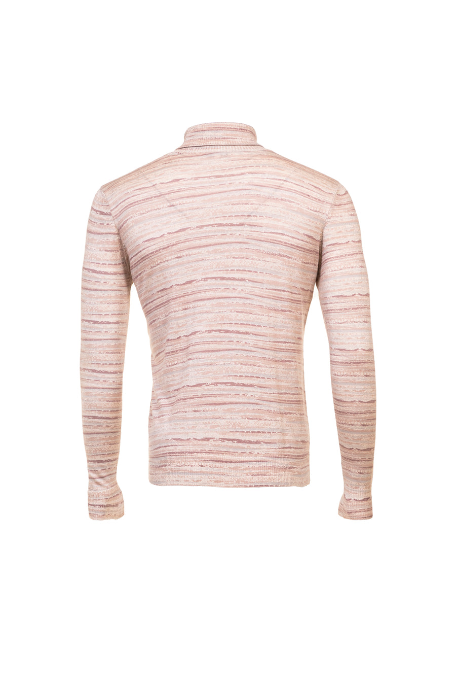 Men's Silk Wool Cashmere Textured Printed Turtleneck Sweater