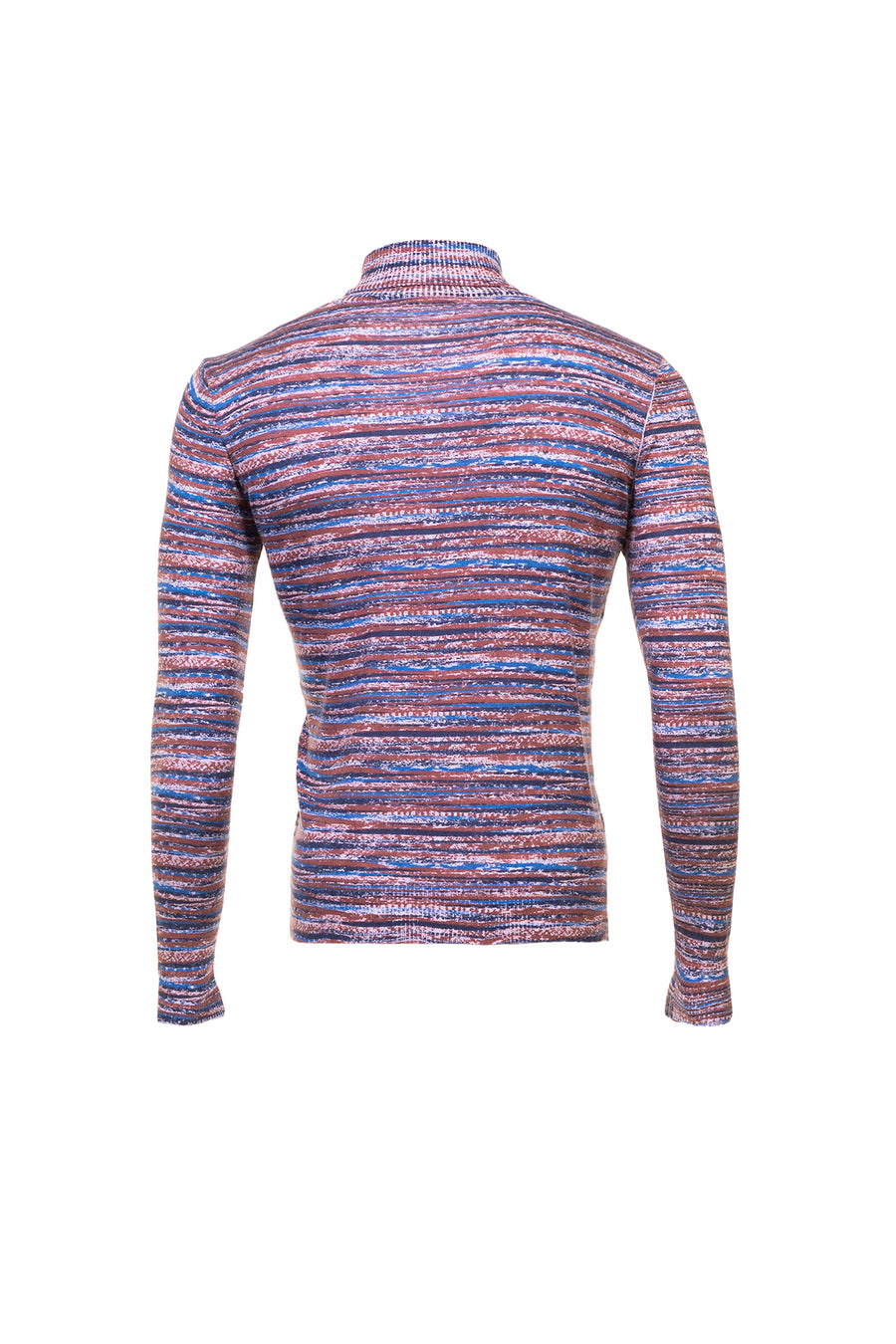 Men's Silk Wool Cashmere Textured Printed Turtleneck Sweater