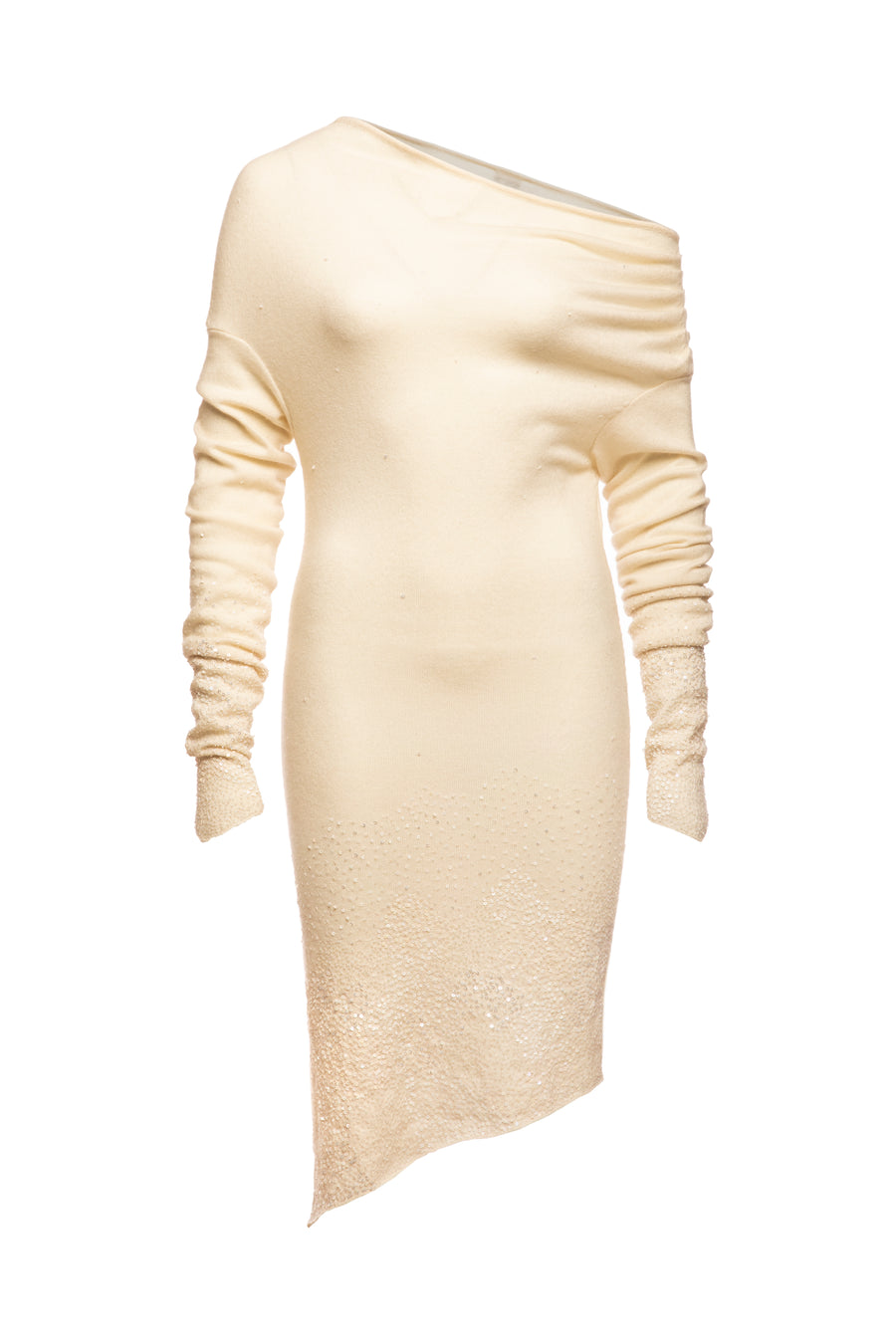 Topaz Off Shoulder With Ocean Embroidery Knitted Dress