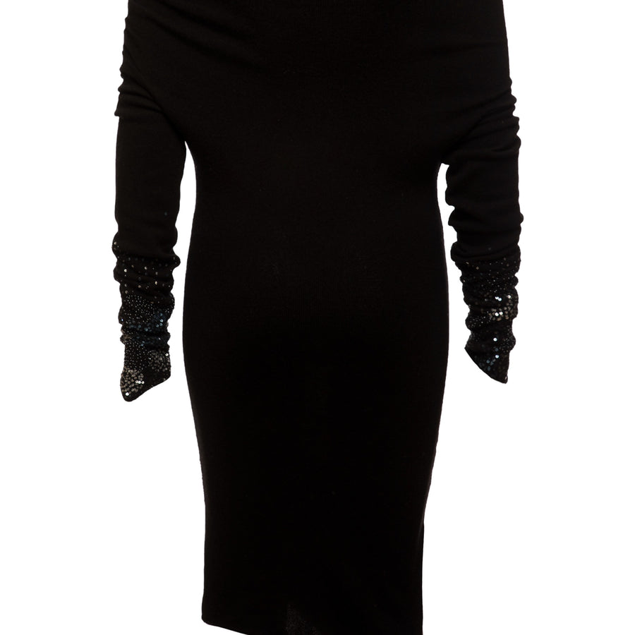 Topaz Off Shoulder With Ocean Embroidery Knitted Dress