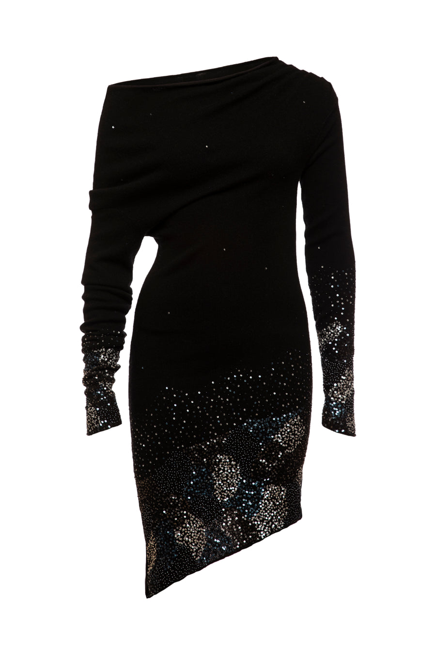 Topaz Off Shoulder With Ocean Embroidery Knitted Dress