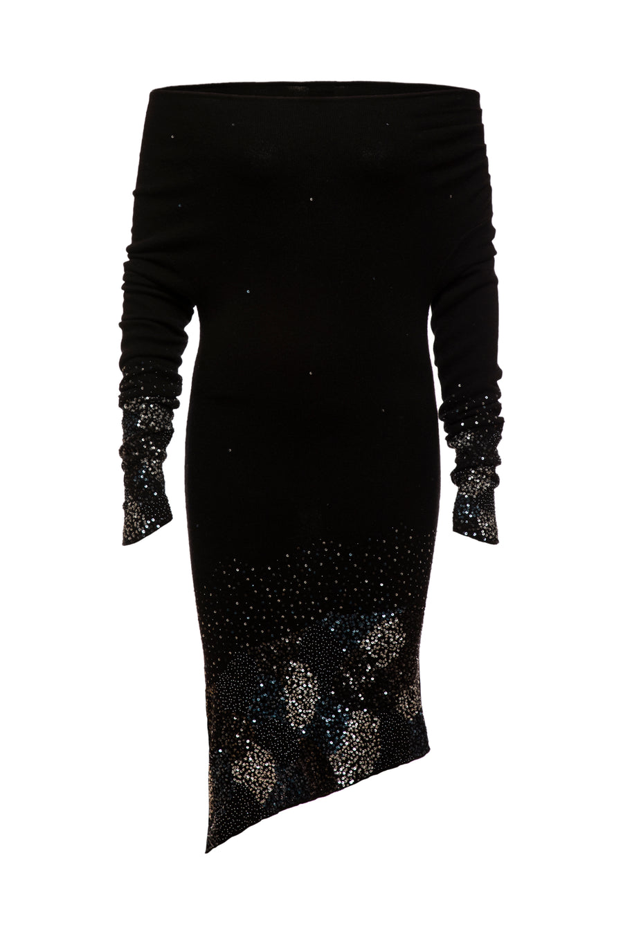 Topaz Off Shoulder With Ocean Embroidery Knitted Dress